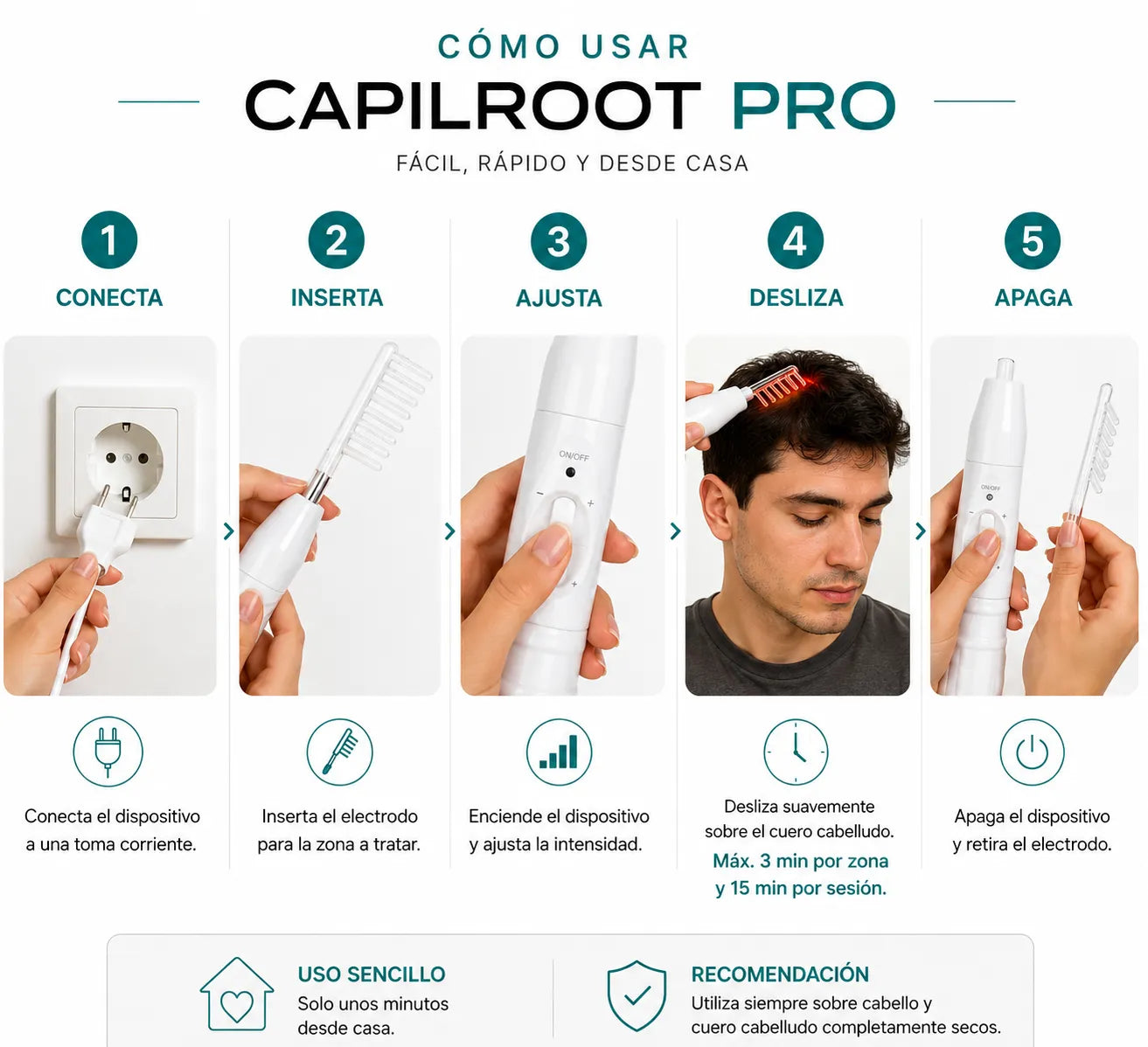 CapilRoot Pro - Recupera tu cabello con tecnología clínica, en solo 8 minutos al día